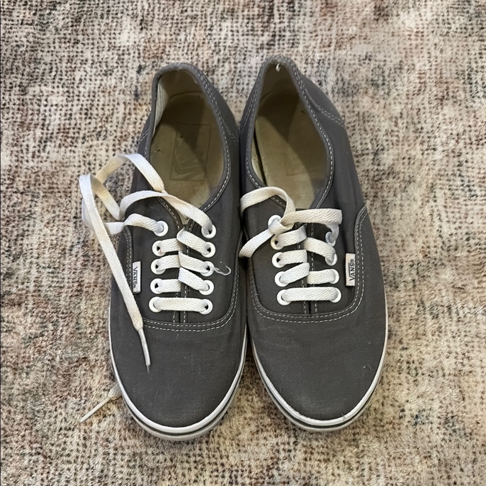 Vans Gray Canvas Sneakers with White Laces